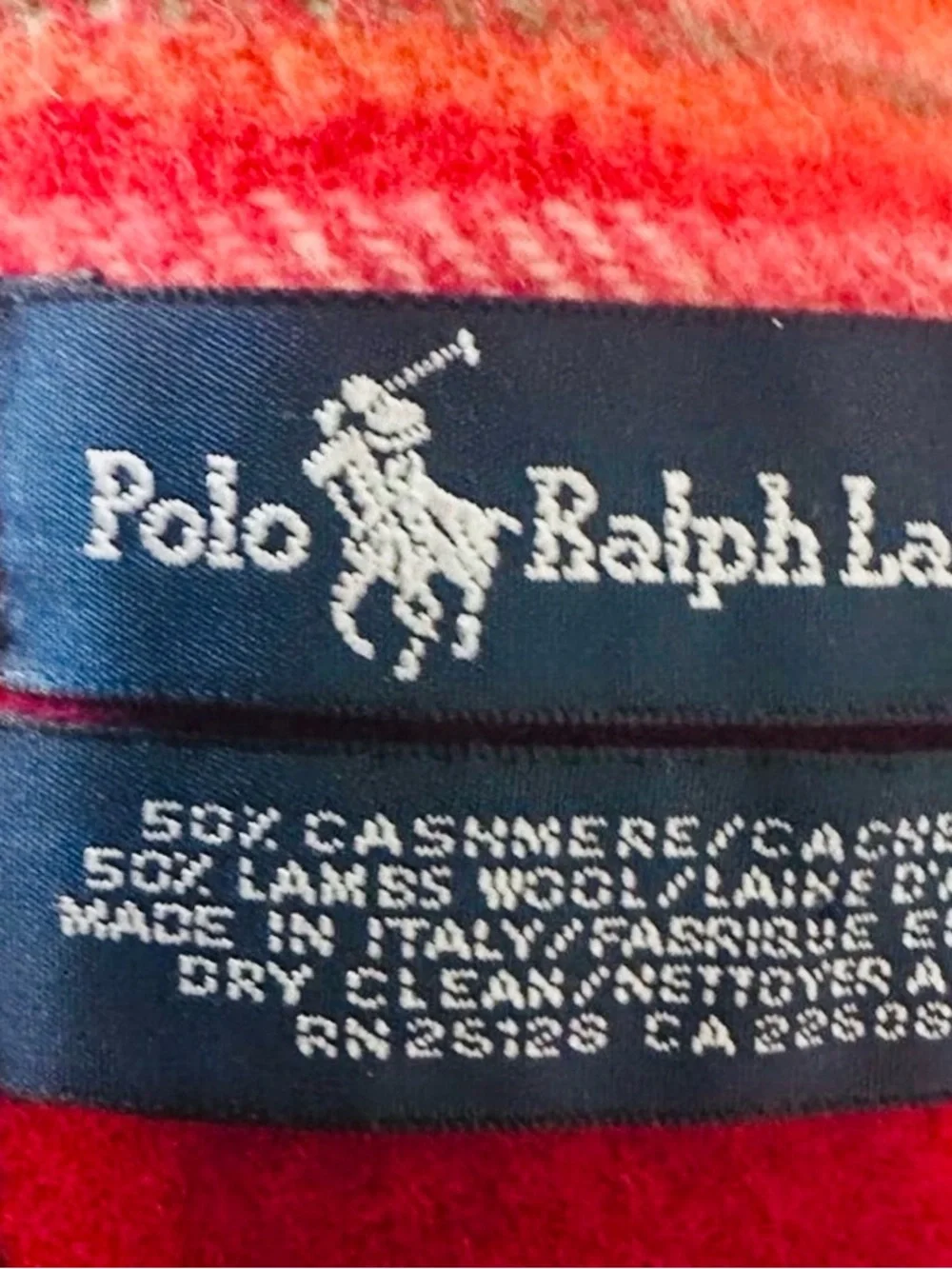 Polo Cashmere Wool Blend Red Plaid Fringe Scarf Mens/Women Unisex - Picture 4 of 4